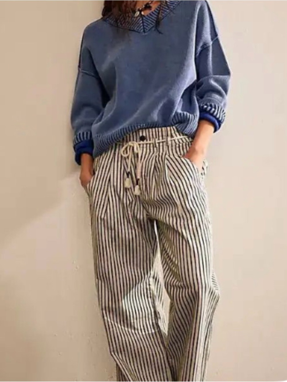 We The Free Dakota Railroad Natural with Navy Stripe Jeans (Sold Out OnLine)